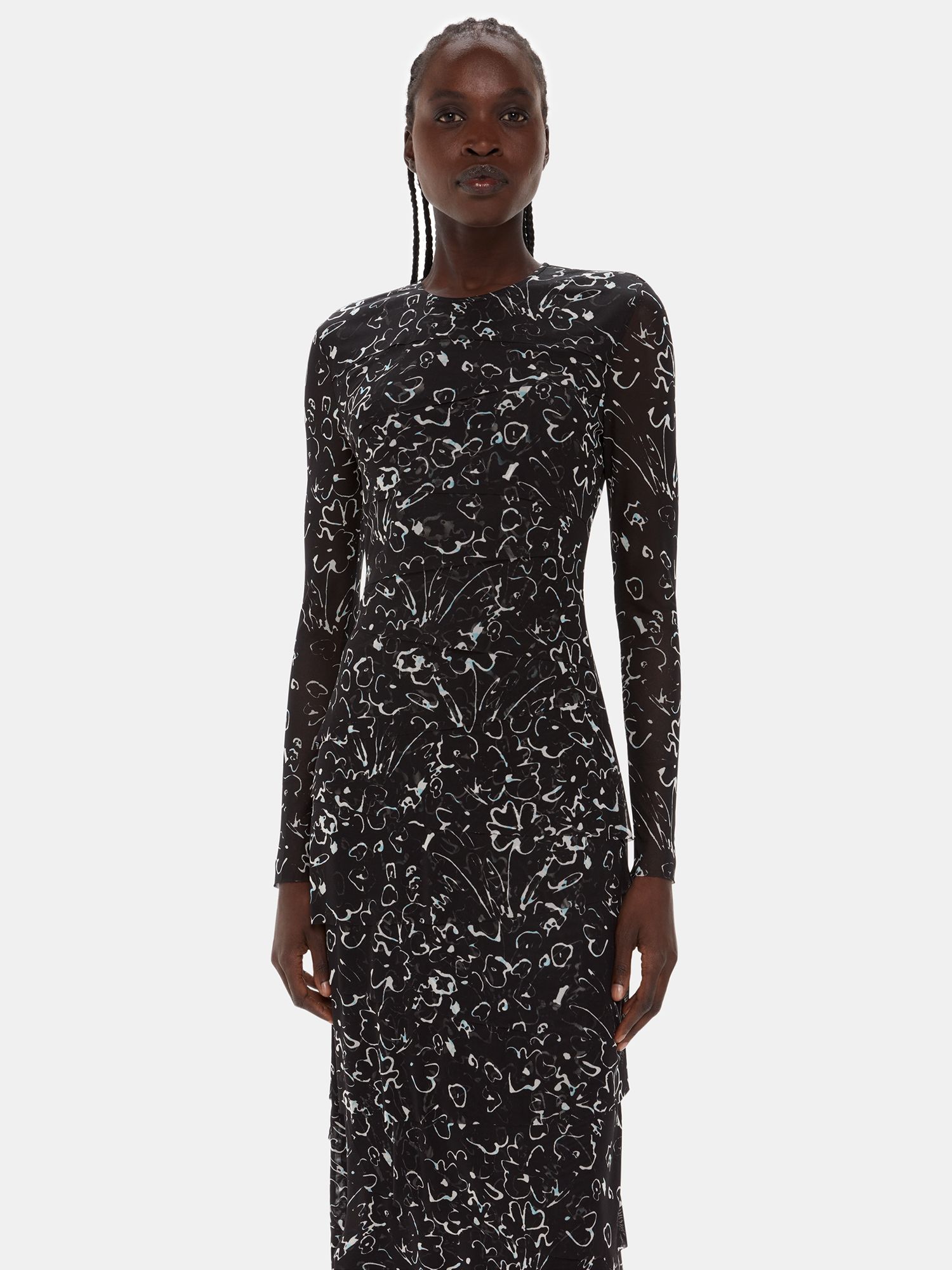 Buy Whistles Scribble Bouquet Midi Mesh Dress, Black/Multi Online at johnlewis.com