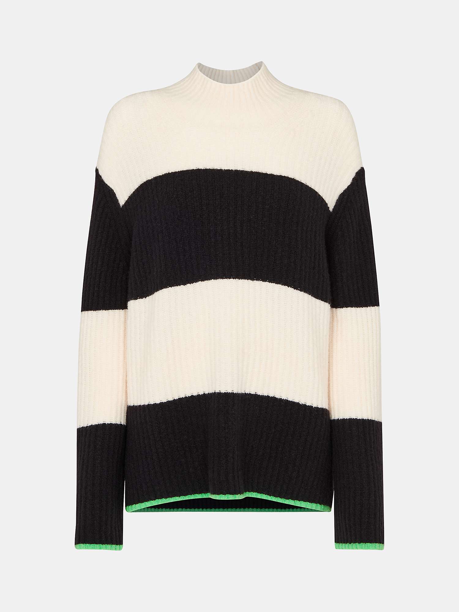 Buy Whistles Block Stripe Rib Knit Funnel Neck Jumper, Black/White Online at johnlewis.com