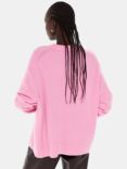 Whistles Textured Wool Blend Boyfriend Jumper, Pink