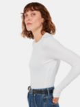 Whistles Essential Ribbed Crew Neck Top, White