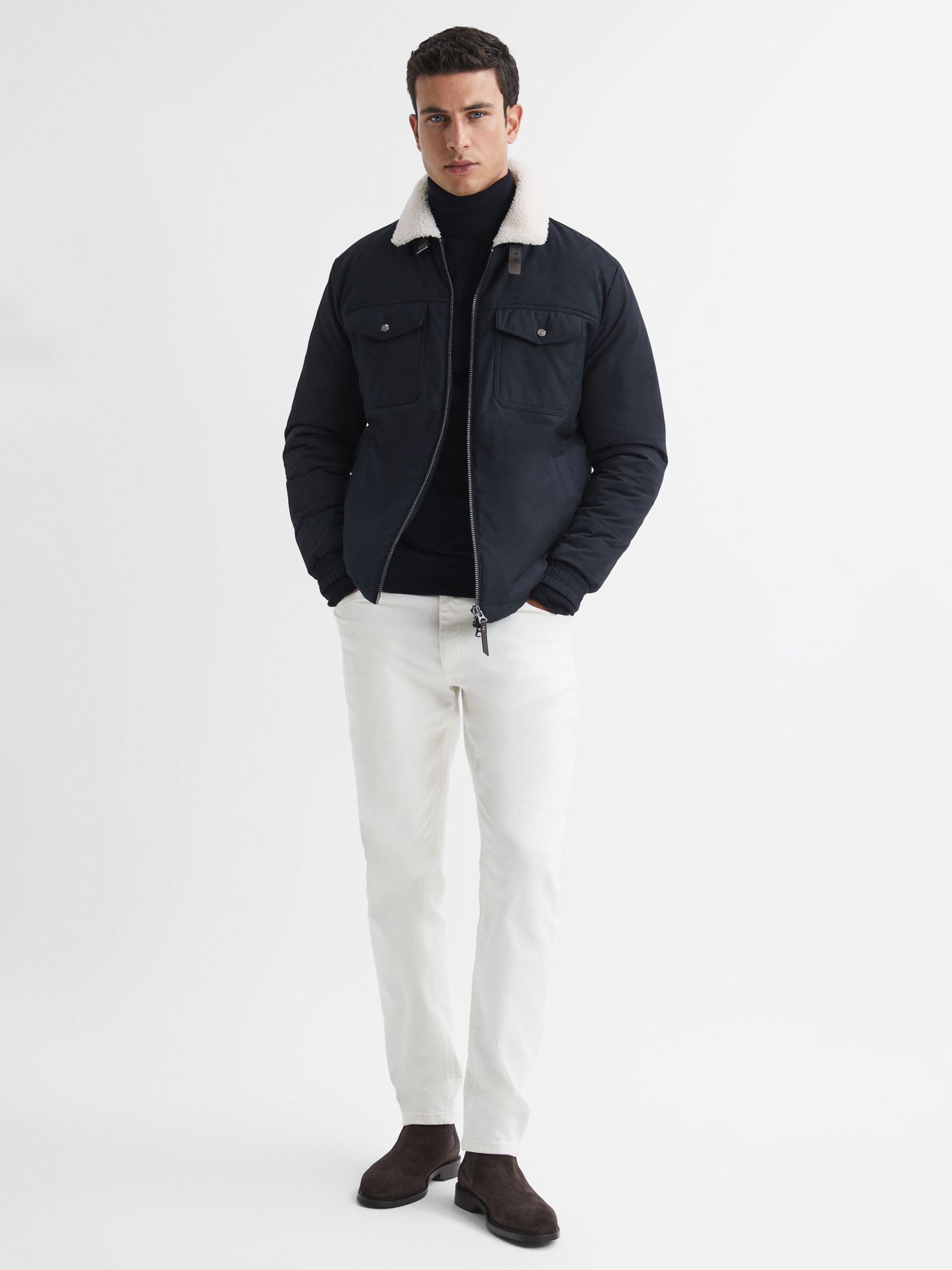 Reiss Harvey Long Sleeve Padded Jacket, Navy