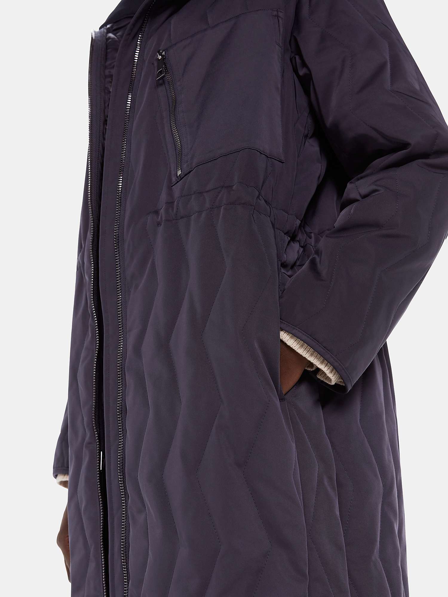 Buy Whistles Niara Longline Quilted Coat, Navy Online at johnlewis.com