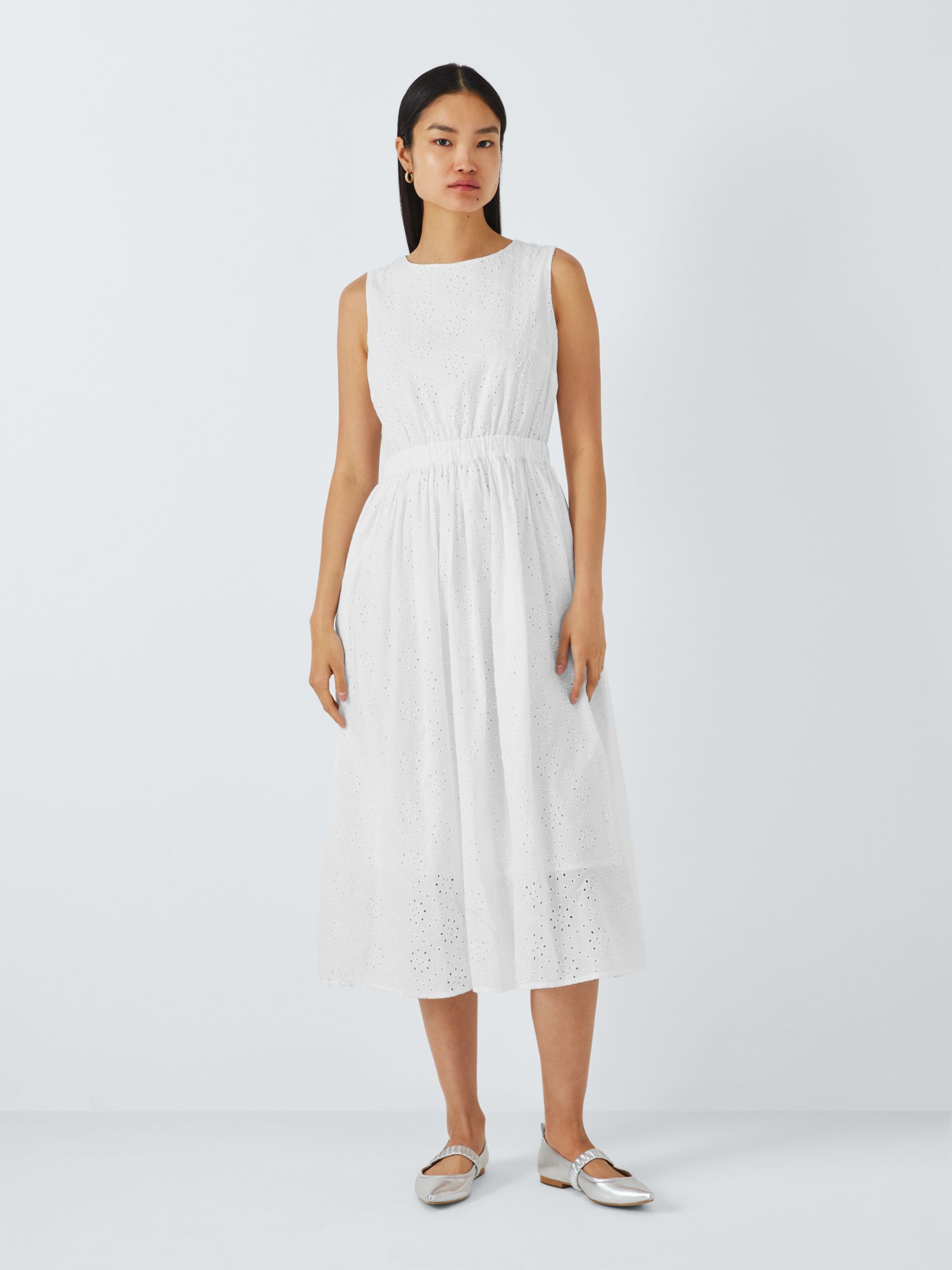 John Lewis ANYDAY Broderie Dress, White, 6
