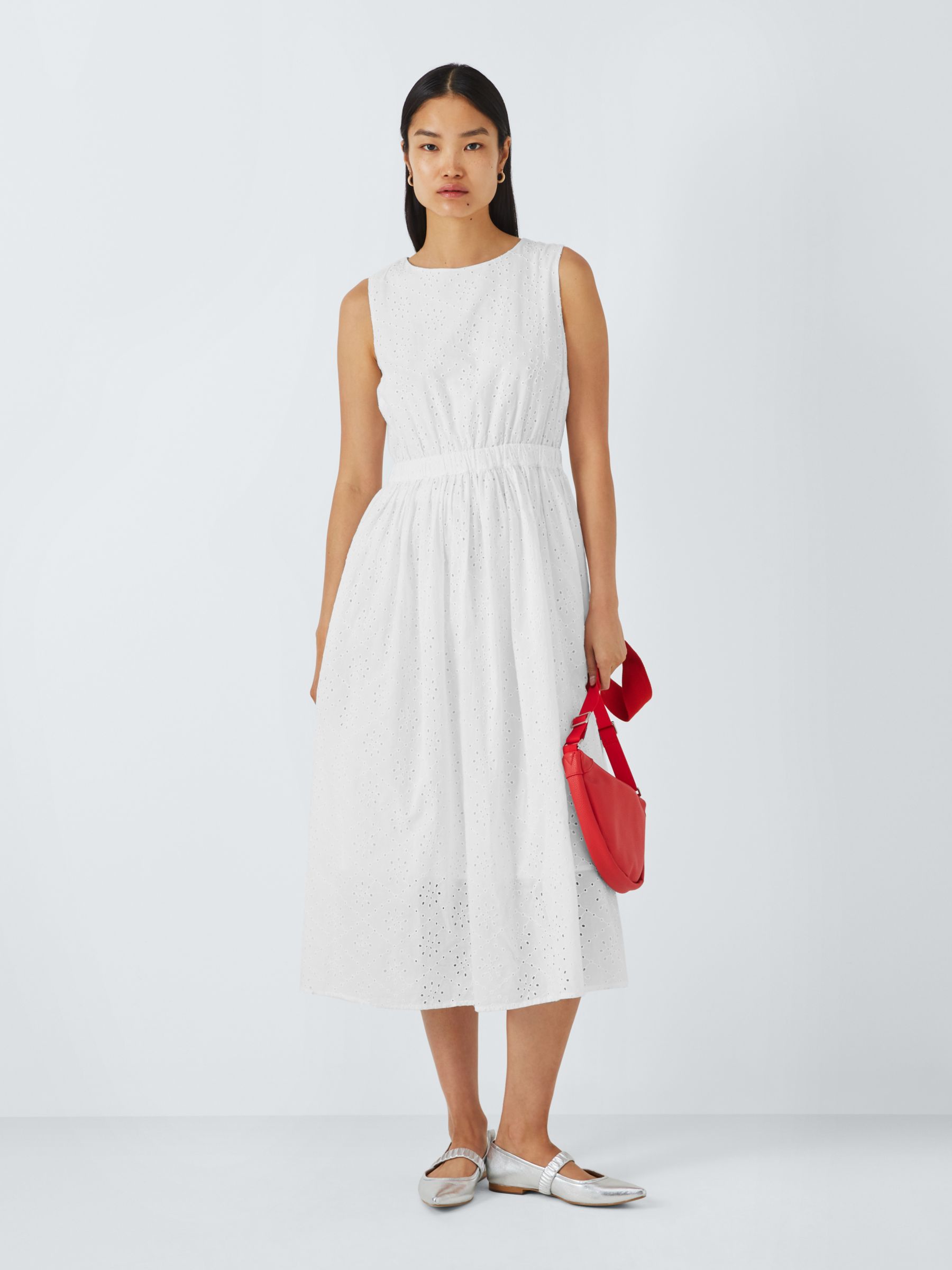 John Lewis ANYDAY Broderie Dress, White, 6