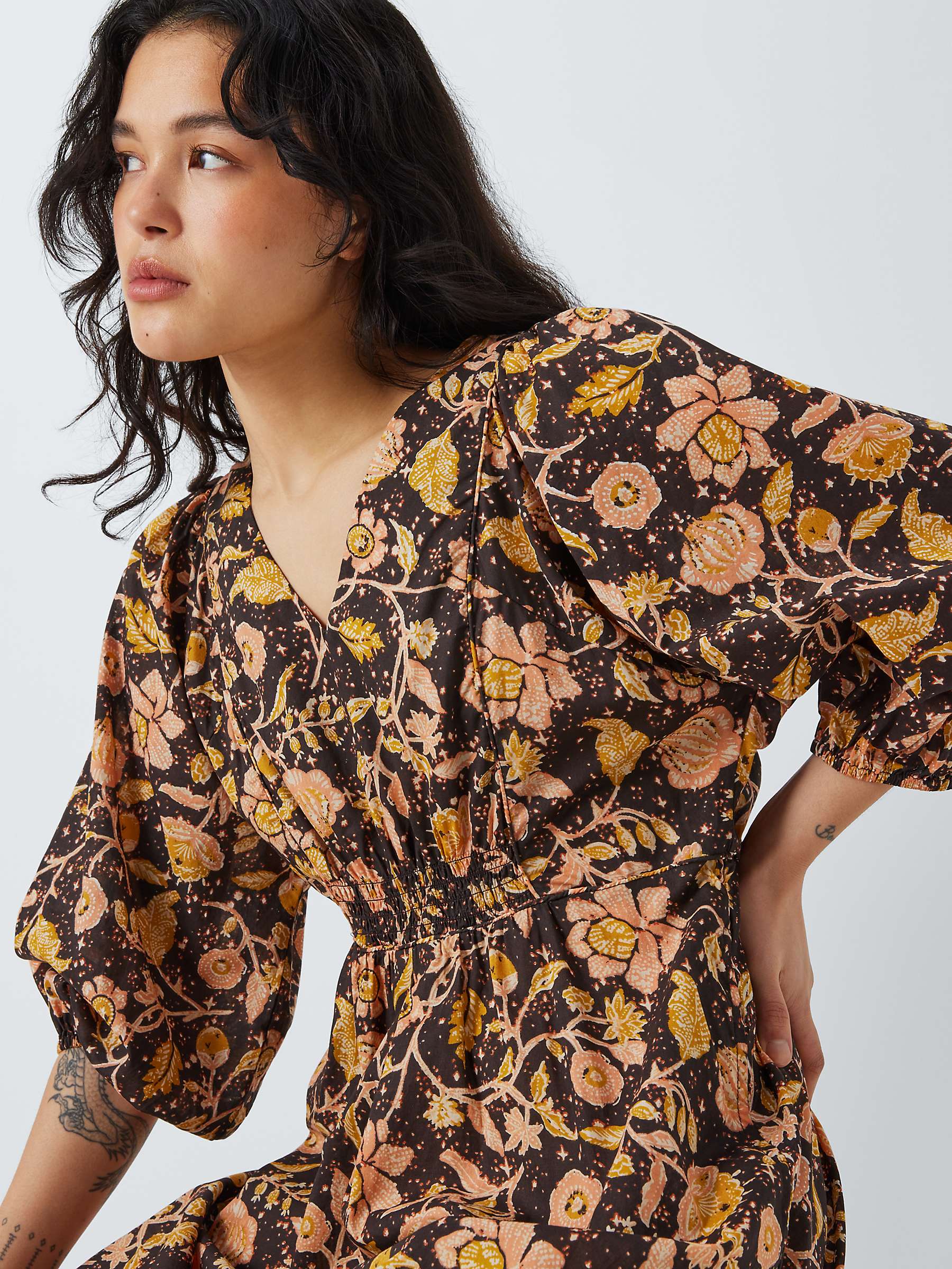 Buy AND/OR Jacklin Island Floral Dress, Chocolate Online at johnlewis.com