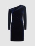 Reiss Camilla Velvet Mini Dress, Navy