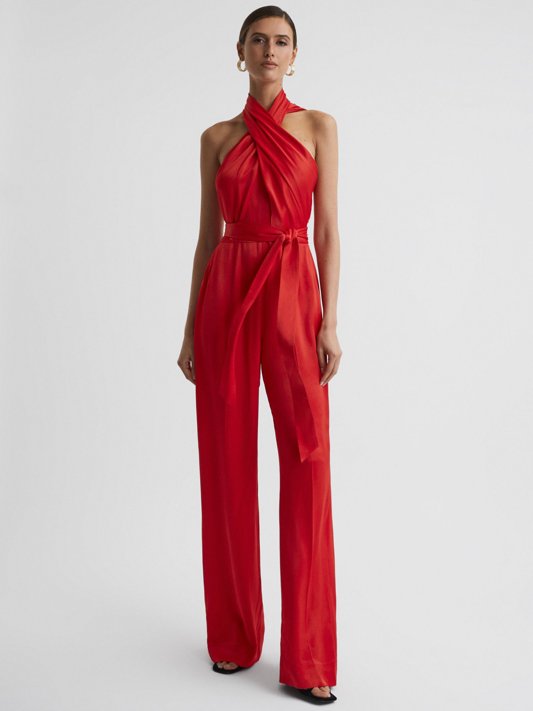 Reiss Jules Halterneck Jumpsuit, Red