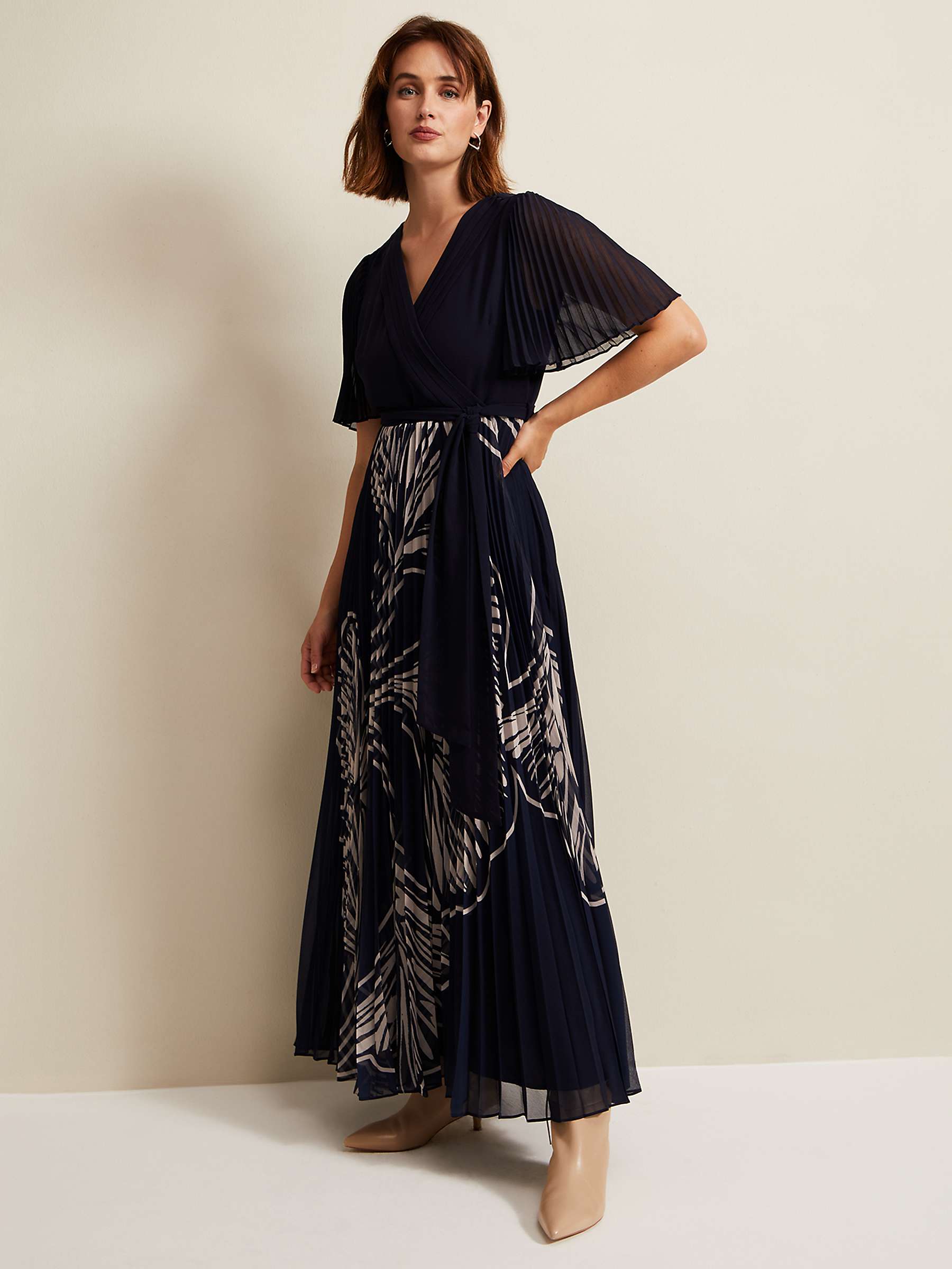 Buy Phase Eight Abigail Leaf Print Pleated Midaxi Dress, Multi Online at johnlewis.com