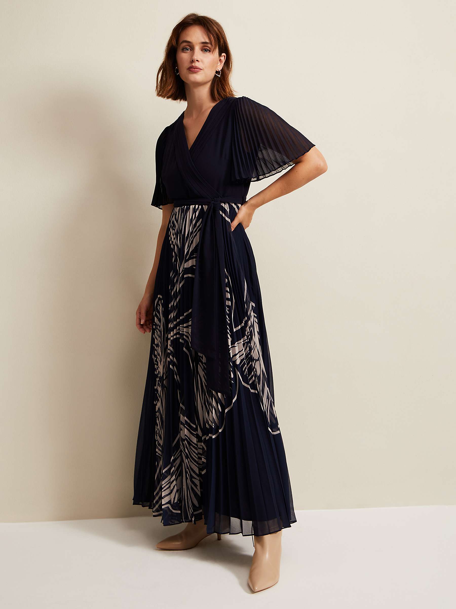 Buy Phase Eight Abigail Leaf Print Pleated Midaxi Dress, Multi Online at johnlewis.com