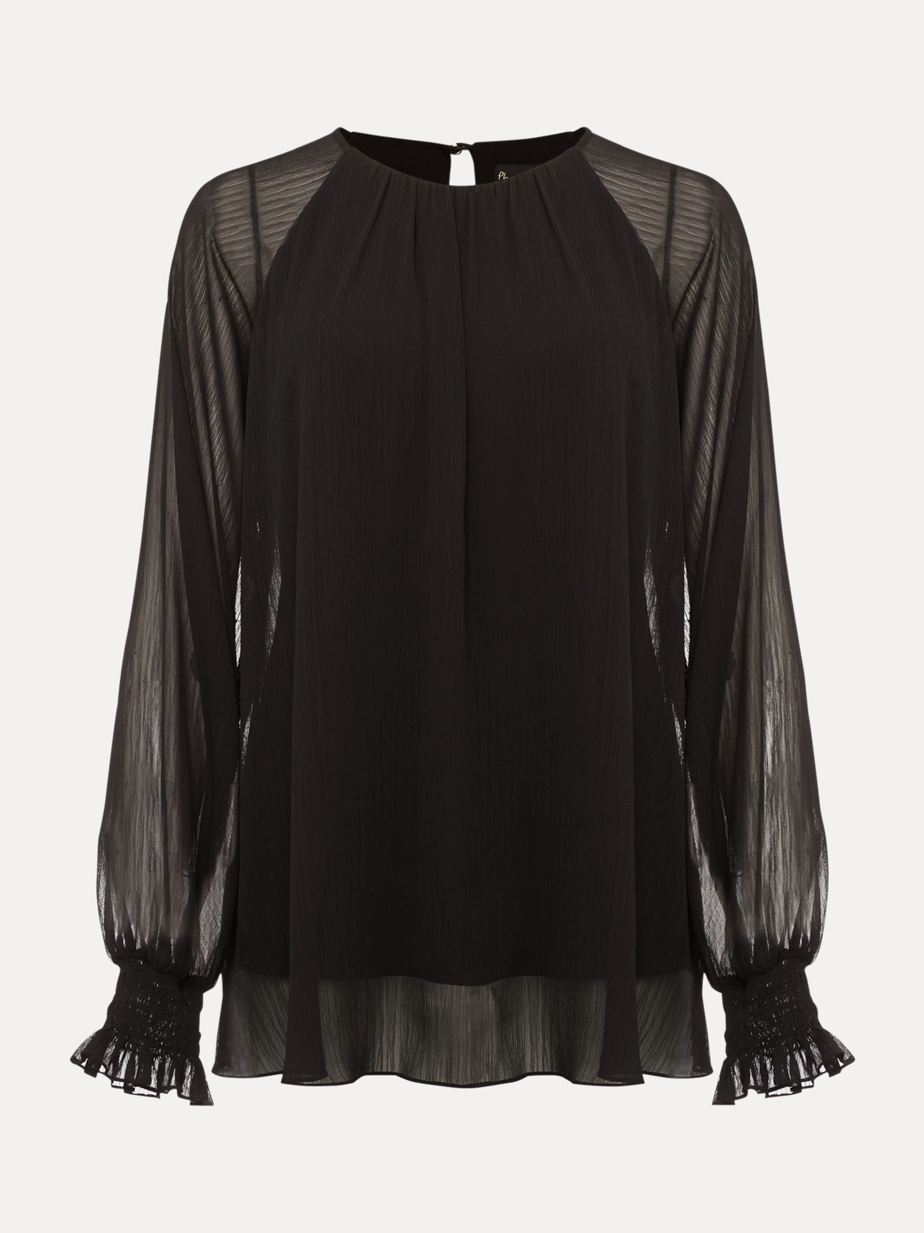 Buy Phase Eight Aria Chiffon Double Layer Top, Black Online at johnlewis.com
