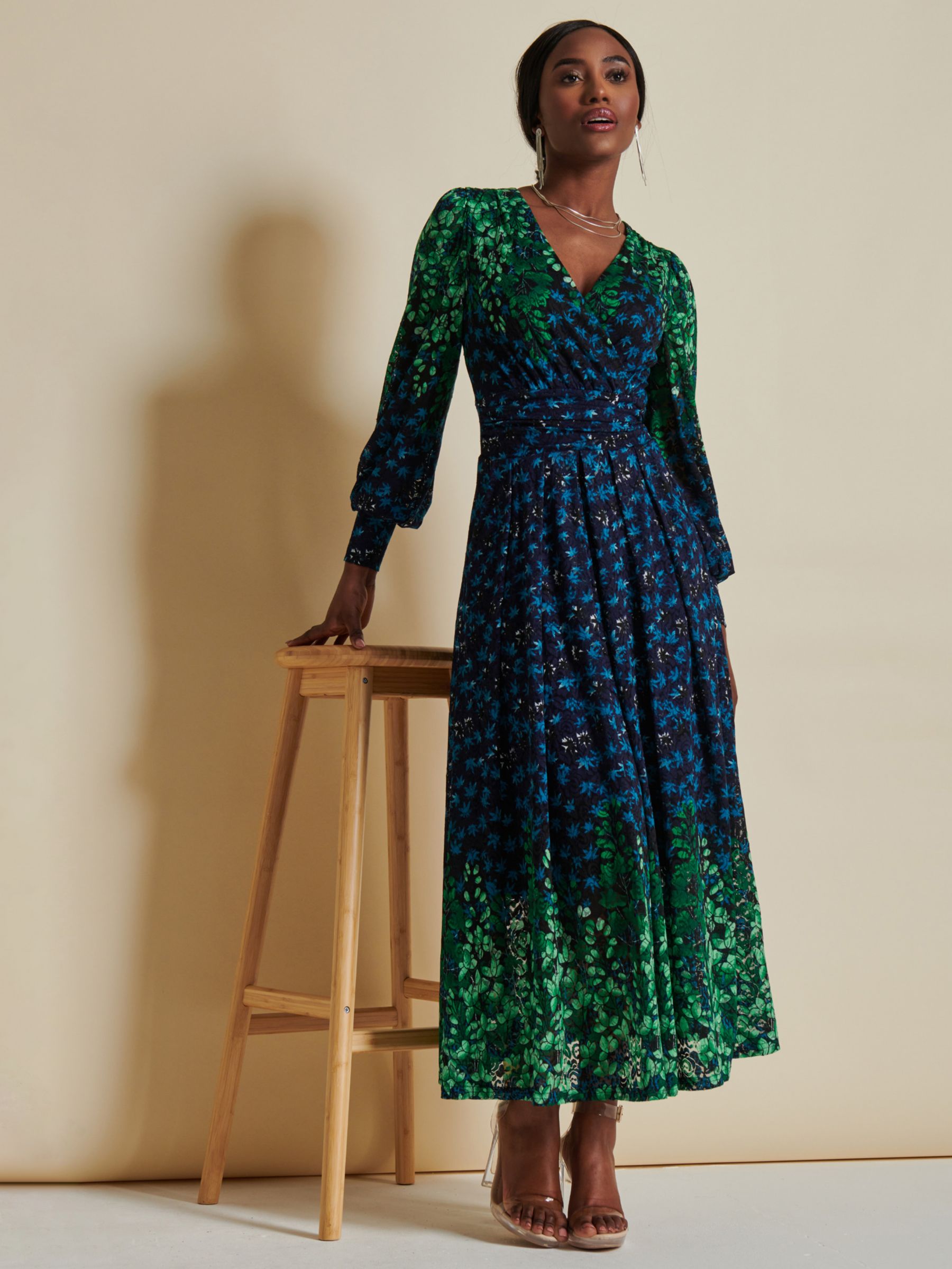 Buy Jolie Moi Quiyn Lace Maxi Dress, Blue/Multi Online at johnlewis.com
