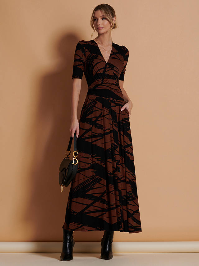 Jolie Moi Abstract Maxi Dress, Black