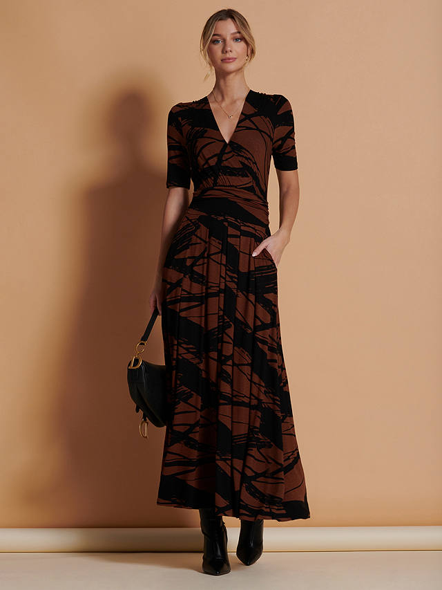 Jolie Moi Abstract Maxi Dress, Black