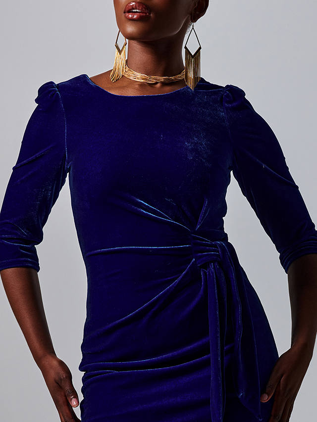 Jolie Moi Velvet Bodycon Midi Dress, Royal Blue at John Lewis & Partners