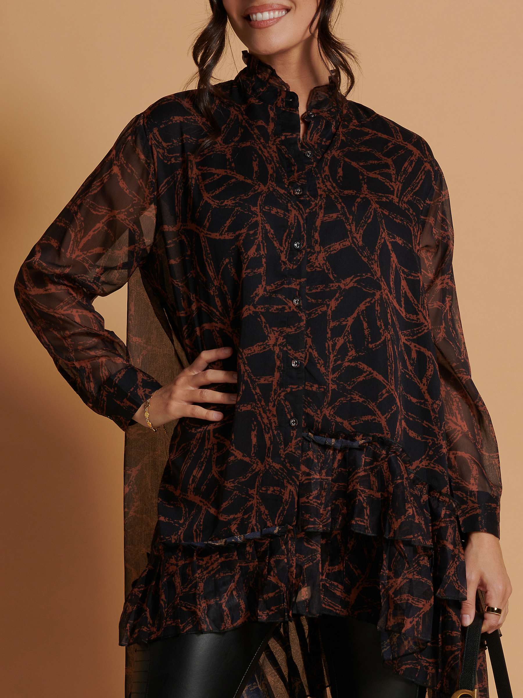 Buy Jolie Moi Oversized Shirt, Black Leafy Online at johnlewis.com
