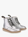 Young Soles Kids' Sidney Leather Brogue Boots, Silver