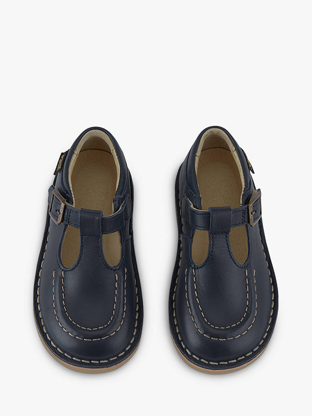 Young Soles Kids' Parker T-Bar Leather Shoes, Navy