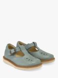 Young Soles Kids' Rosie T-Bar Leather Shoes, Smokey Sage