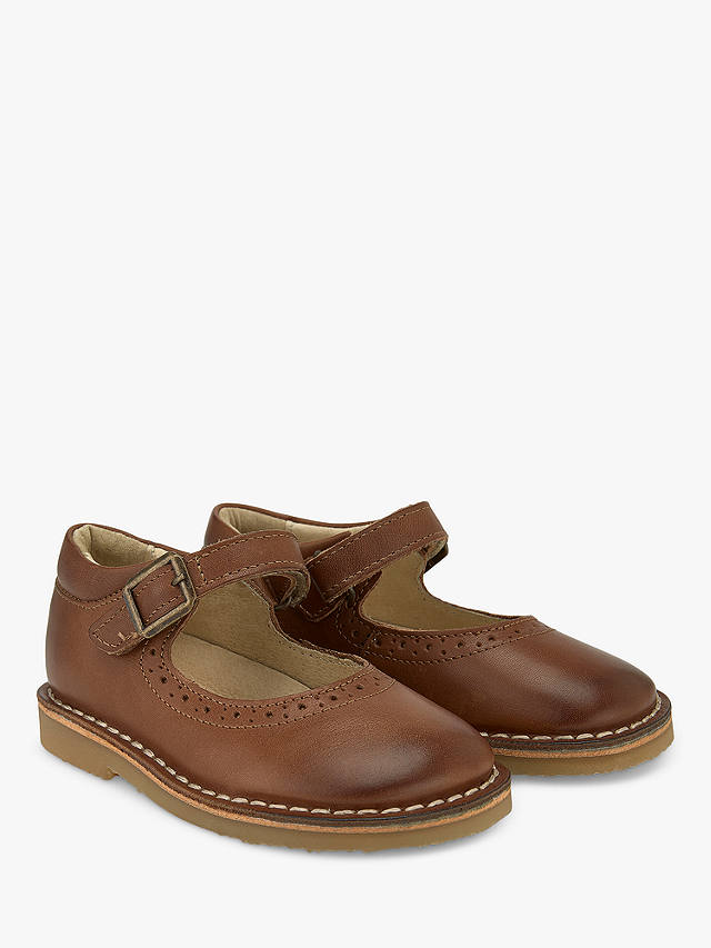 Young Soles Kids' Martha Leather Mary Jane Shoes, Tan Burnished