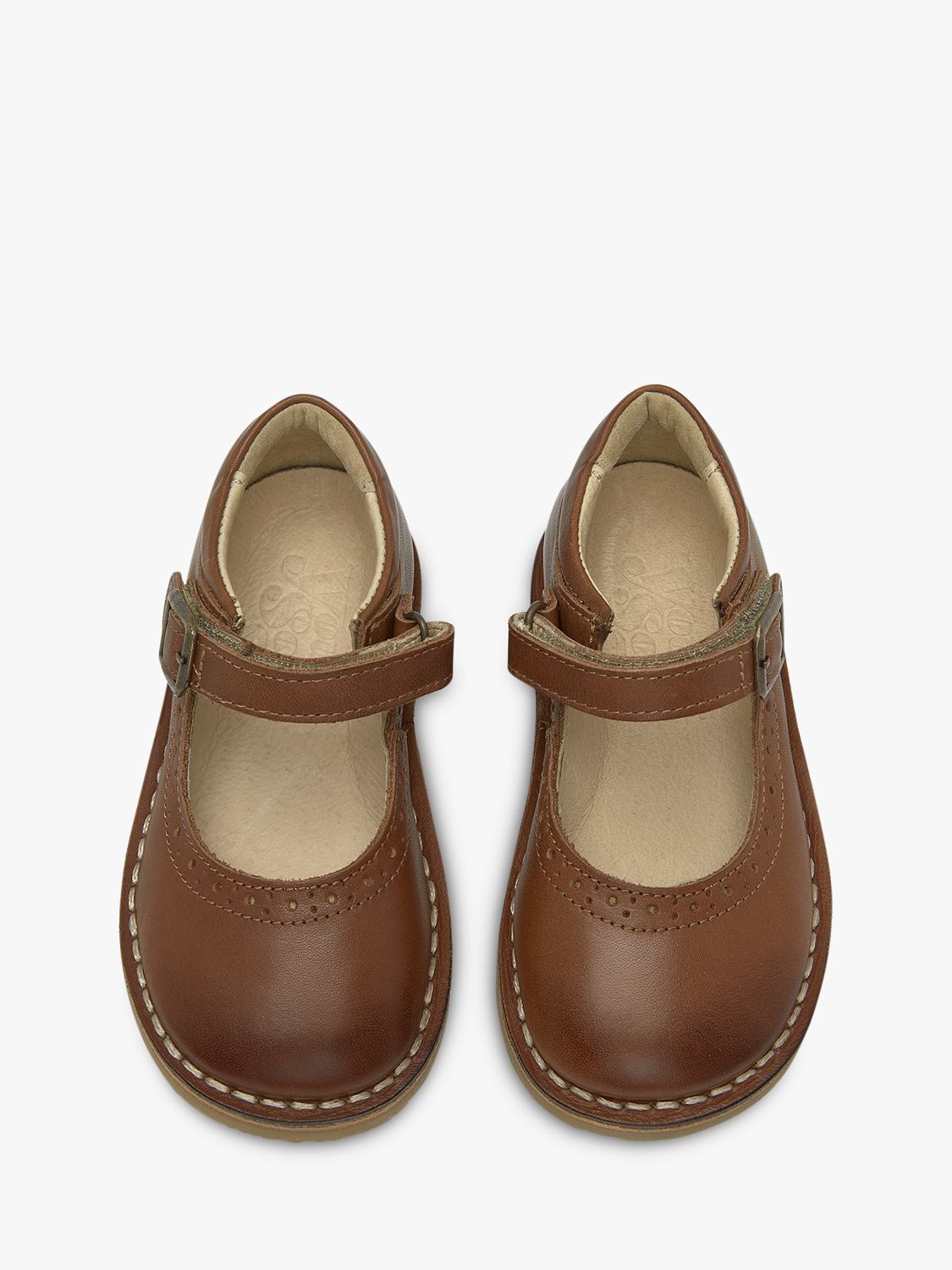 Young Soles Kids' Martha Leather Mary Jane Shoes, Tan Burnished, 5.5 Jnr