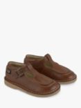 Young Soles Kids' Parker T-Bar Leather Shoes, Tan Burnished