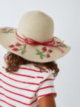 John Lewis Kids' Embroided Strawberry Straw Hat, Neutral