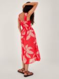 Monsoon Palm Spot Print Midi Dress, Red