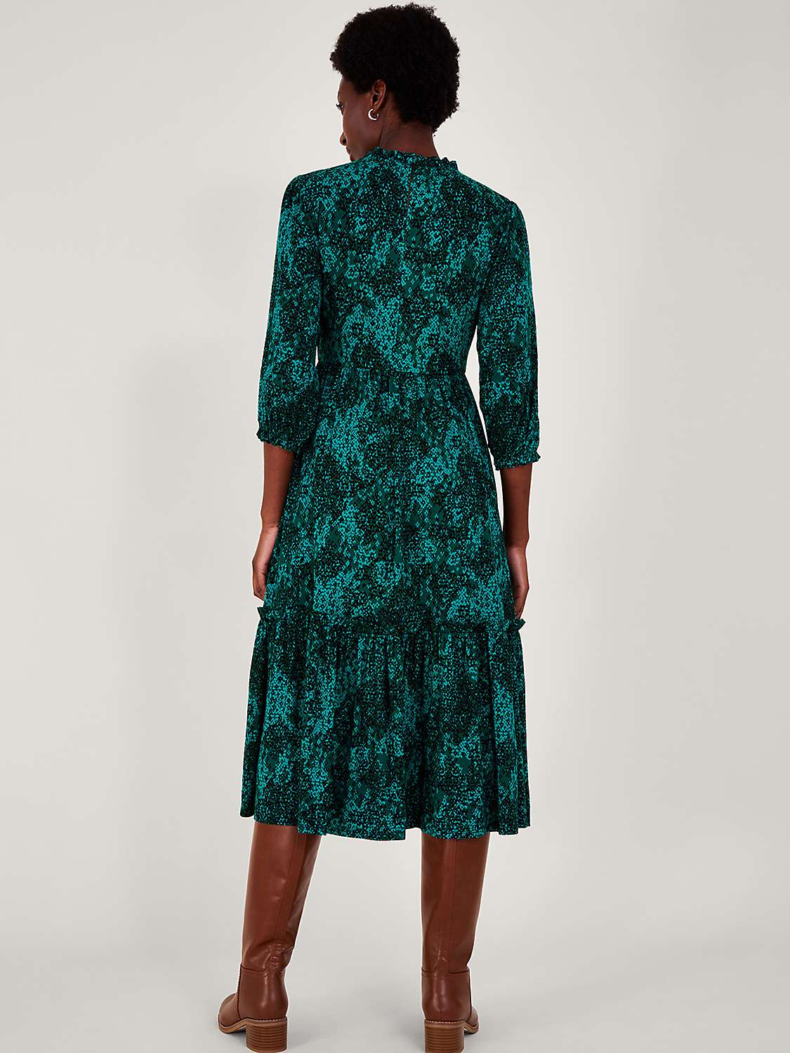 Buy Monsoon Fay Smock Midi Dress, Black/Multi Online at johnlewis.com
