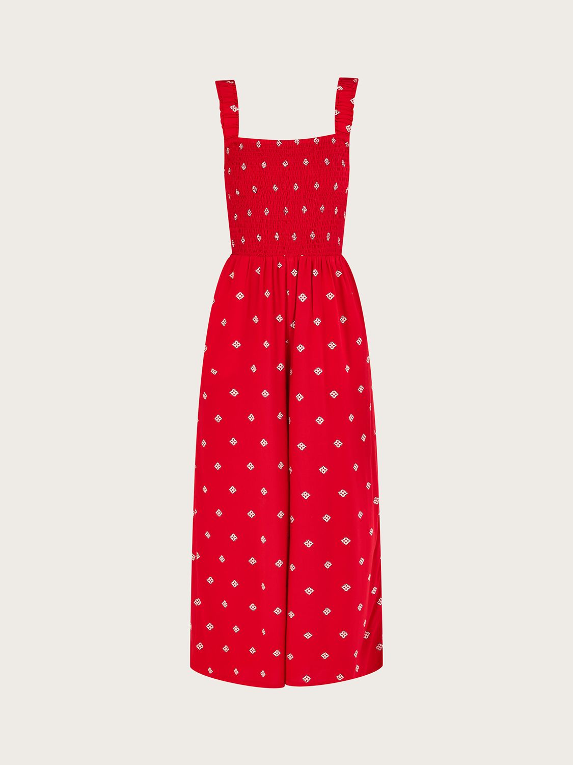 Buy Monsoon Geometric Print Cut-Out Back Jumpsuit, Red Online at johnlewis.com