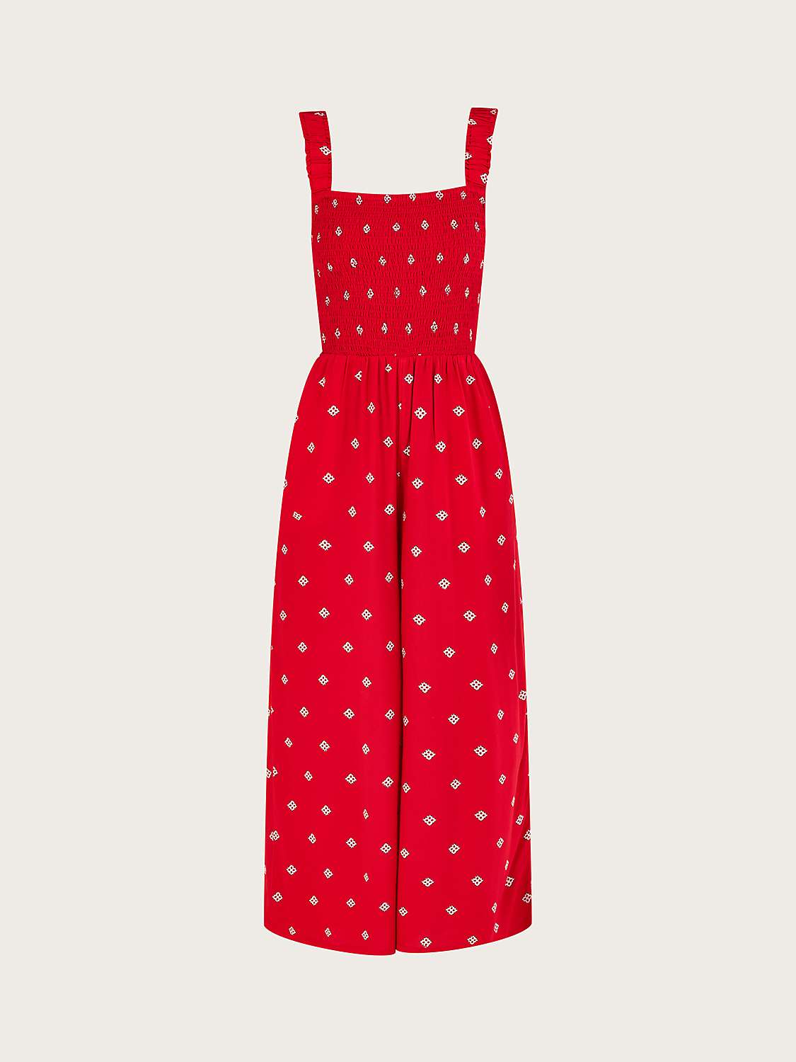 Buy Monsoon Geometric Print Cut-Out Back Jumpsuit, Red Online at johnlewis.com