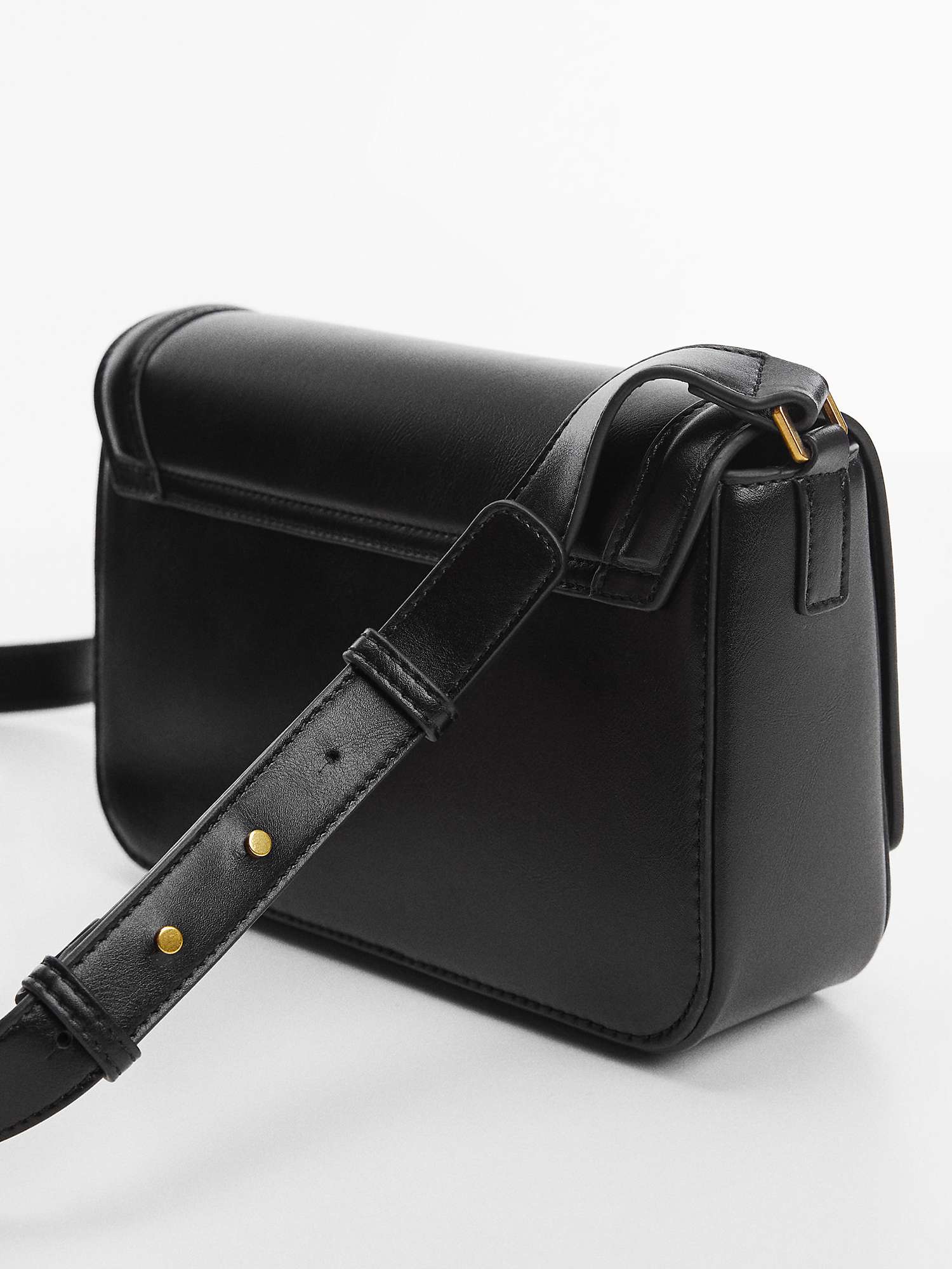 Mango Luxor Faux Leather Crossbody Bag, Black at John Lewis & Partners