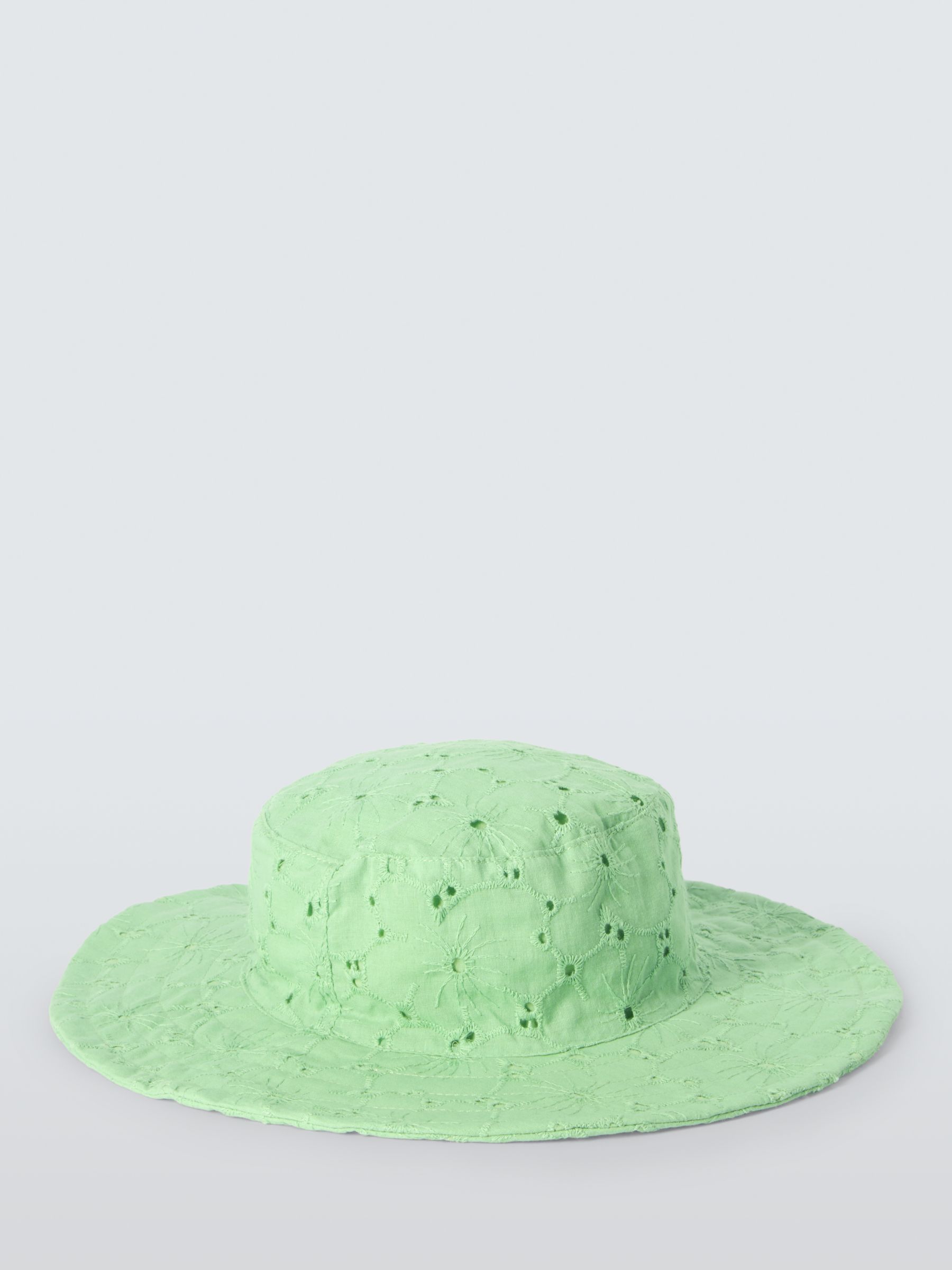John Lewis Kids' Broderie Floppy Hat, Green, 3-5 years