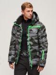 Superdry Ski Radar Pro Men's Puffer Jacket, Dark Grey Tiger Camo