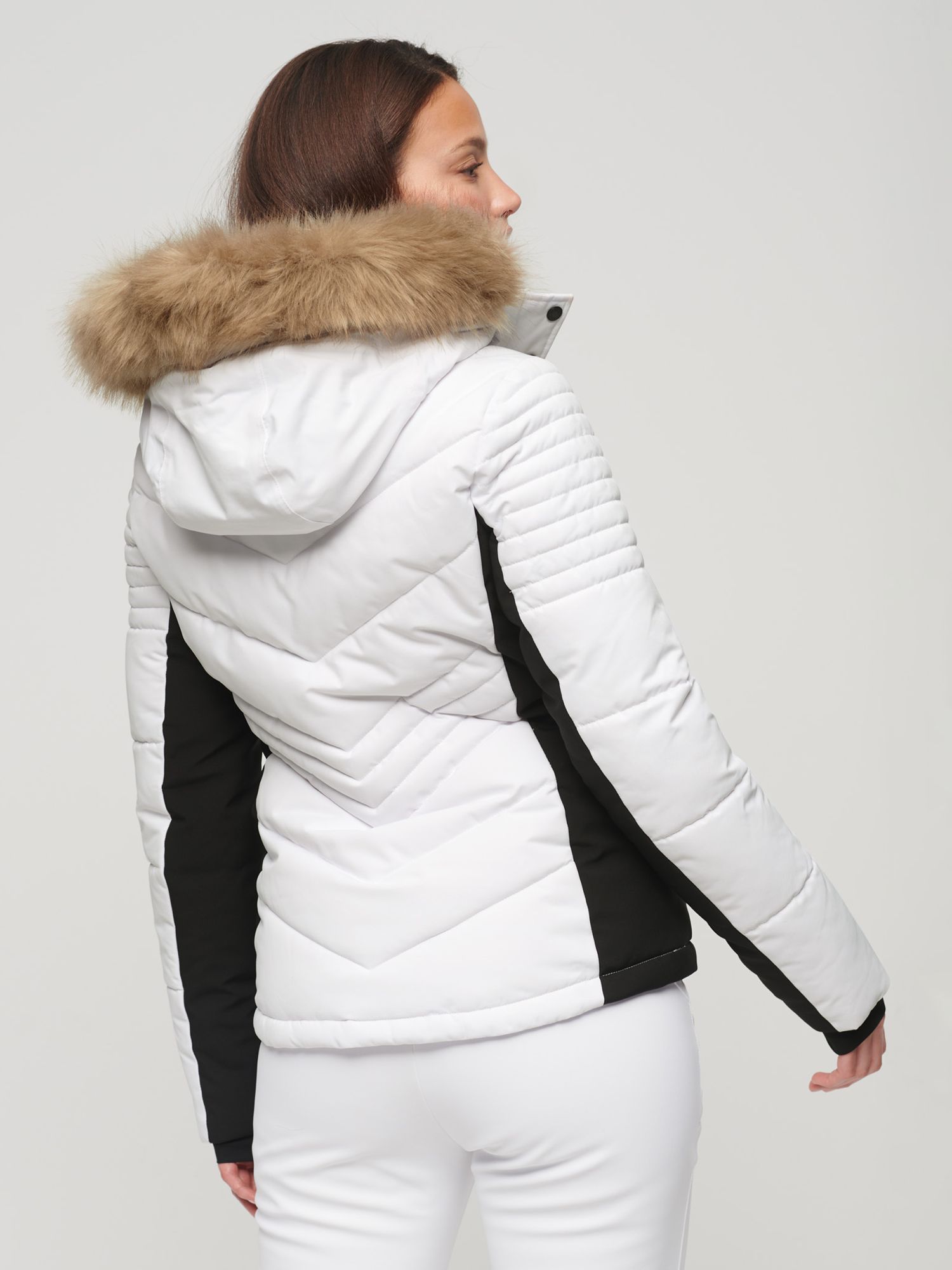 Superdry Ski Luxe Women's Puffer Jacket, White, 14
