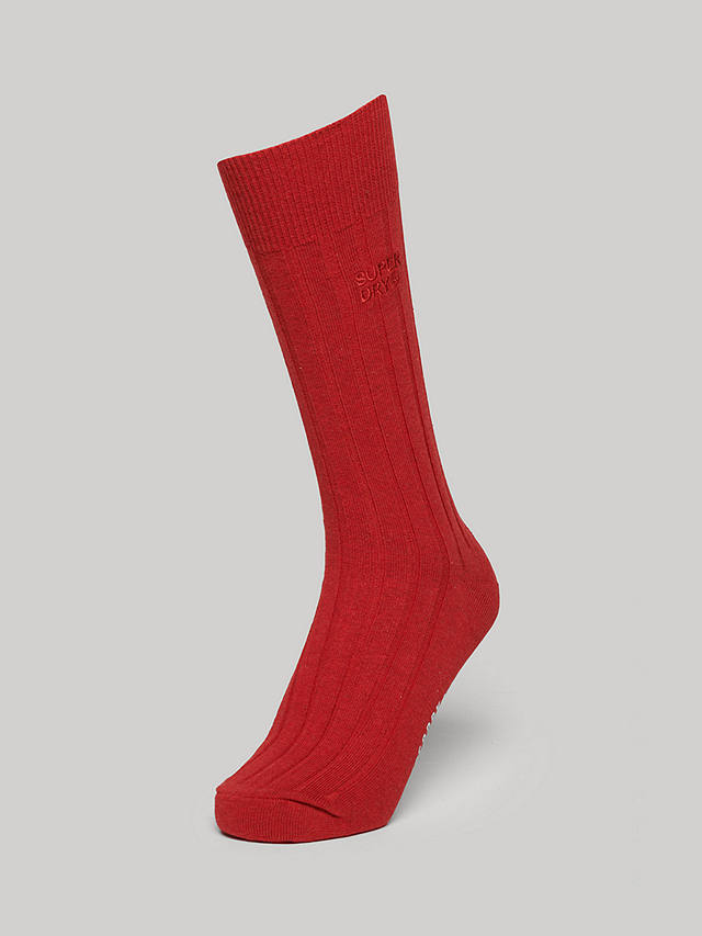 Superdry Unisex Organic Cotton Blend Core Rib Crew Socks, Pack of 3, Navy/Red/White