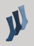 Superdry Unisex Organic Cotton Blend Core Rib Crew Socks, Pack of 3, Bright Blue/Navy