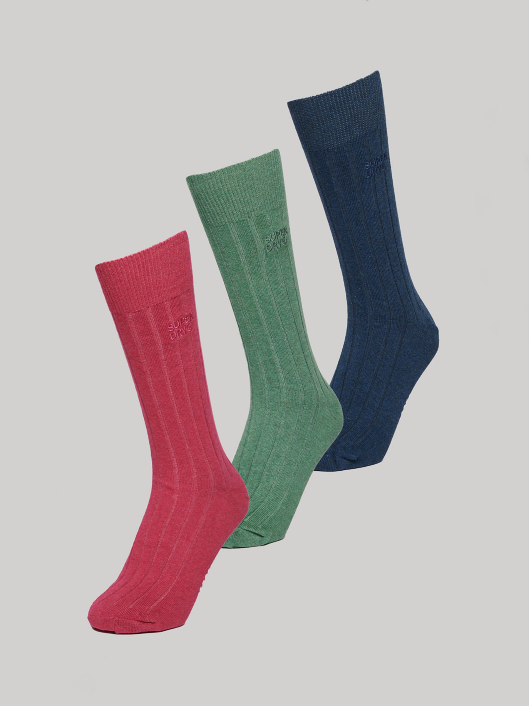 Superdry Unisex Organic Cotton Blend Core Rib Crew Socks, Pack of 3 ...