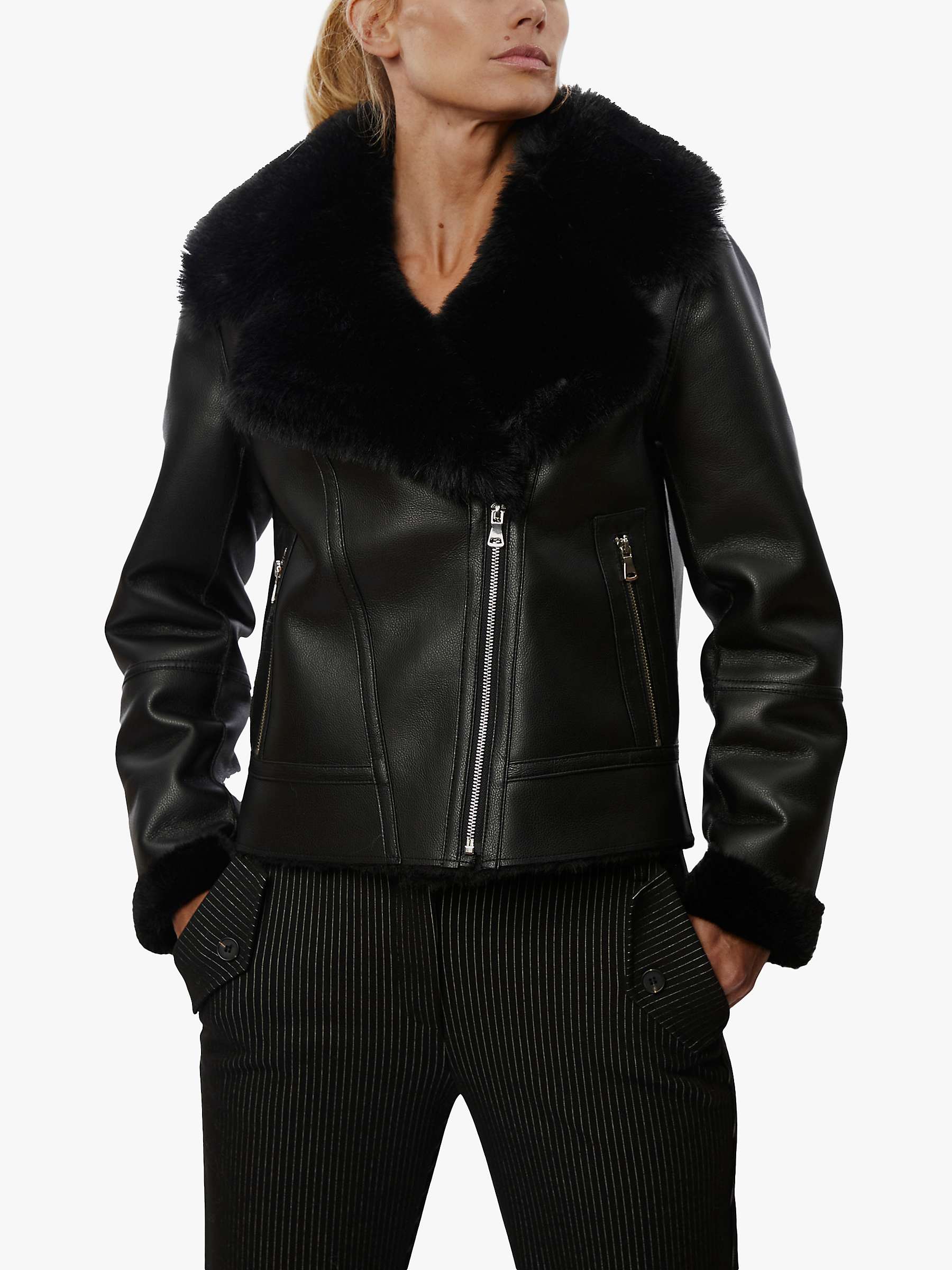 Buy James Lakeland Faux Leather Faux Fur Trim Jacket Online at johnlewis.com