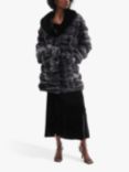 James Lakeland Faux Chinchilla Belted Coat, Black