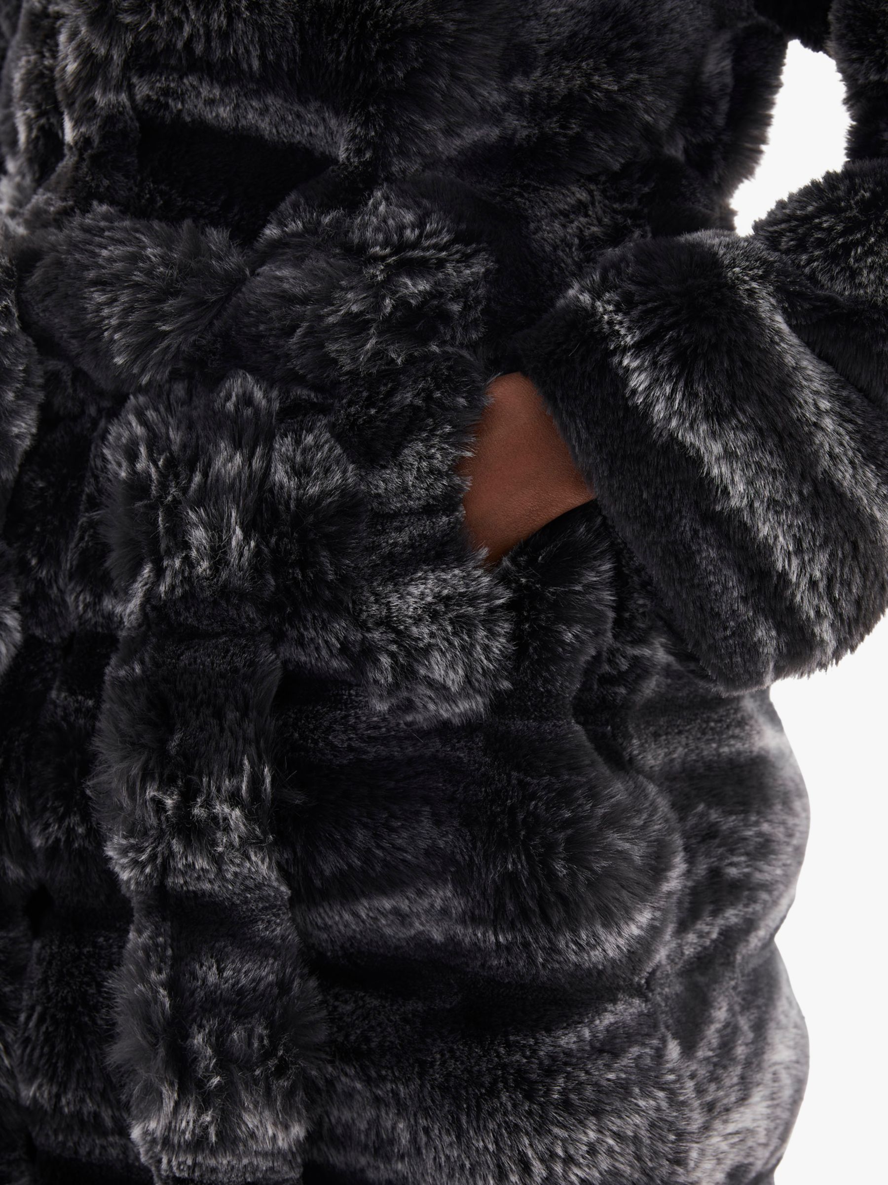 Buy James Lakeland Faux Chinchilla Belted Coat, Black Online at johnlewis.com