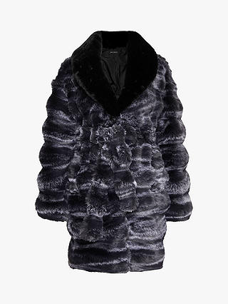 James Lakeland Faux Chinchilla Belted Coat, Black
