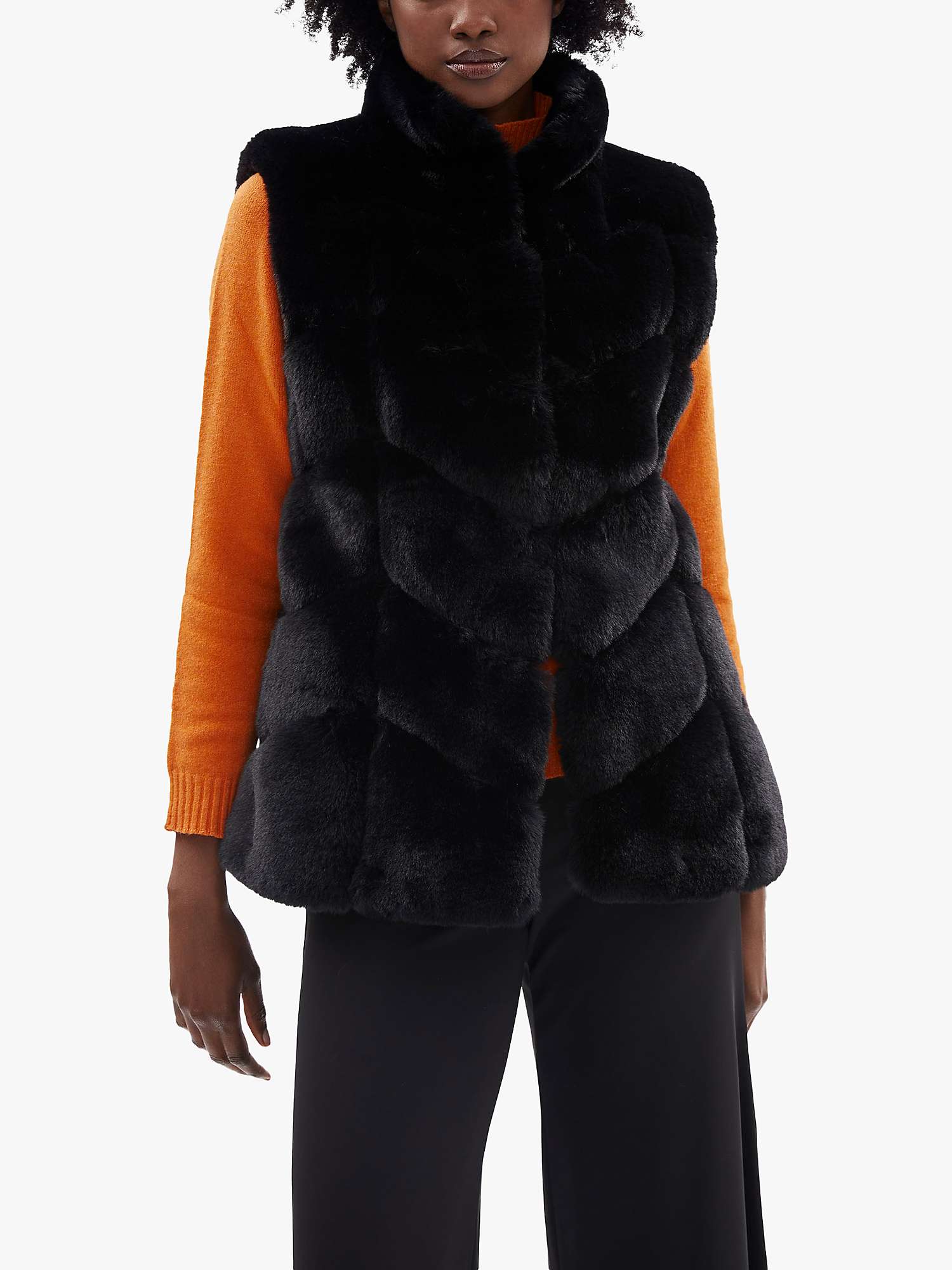 Buy James Lakeland Ribbed Faux Fur Gilet, Black Online at johnlewis.com