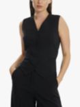 James Lakeland Crepe Satin Fitted Waistcoat, Black, Black