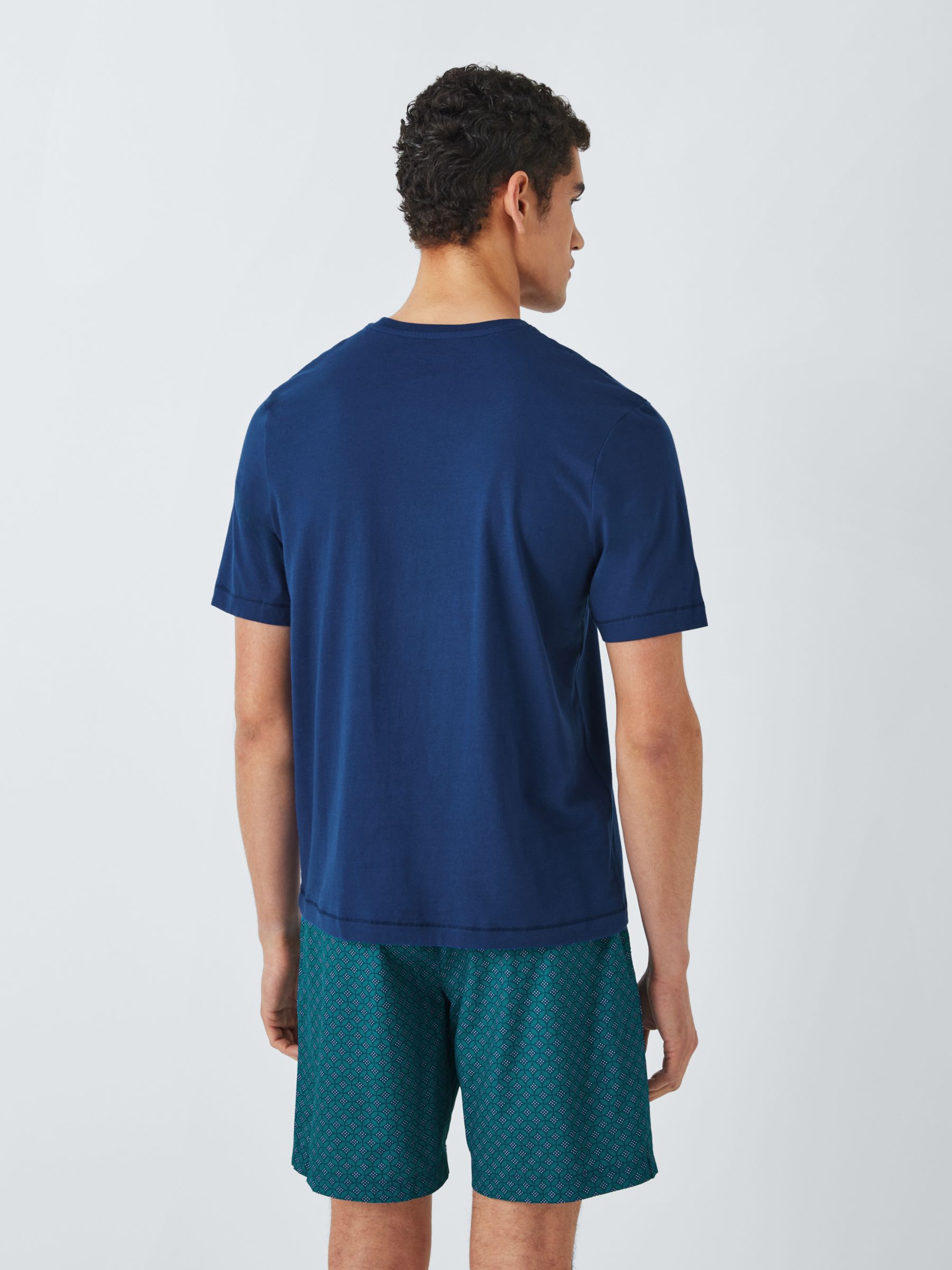 John Lewis Tile Shorts Pyjama Set, Blue, L