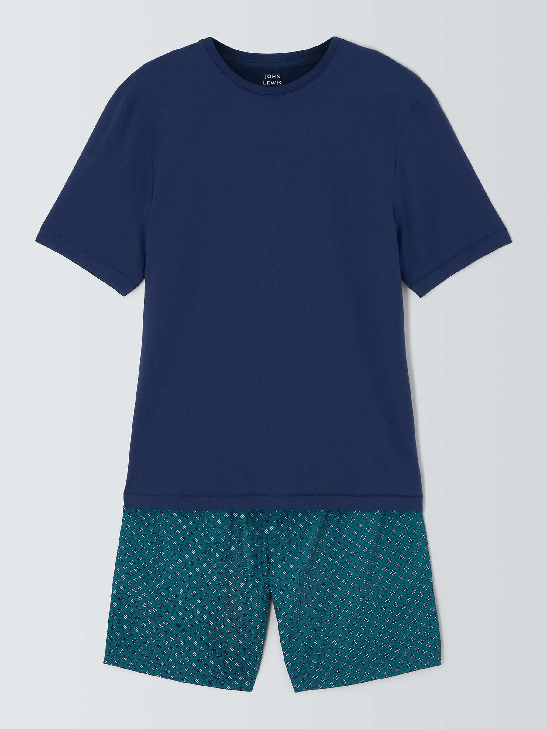 Buy John Lewis Tile Shorts Pyjama Set, Blue Online at johnlewis.com