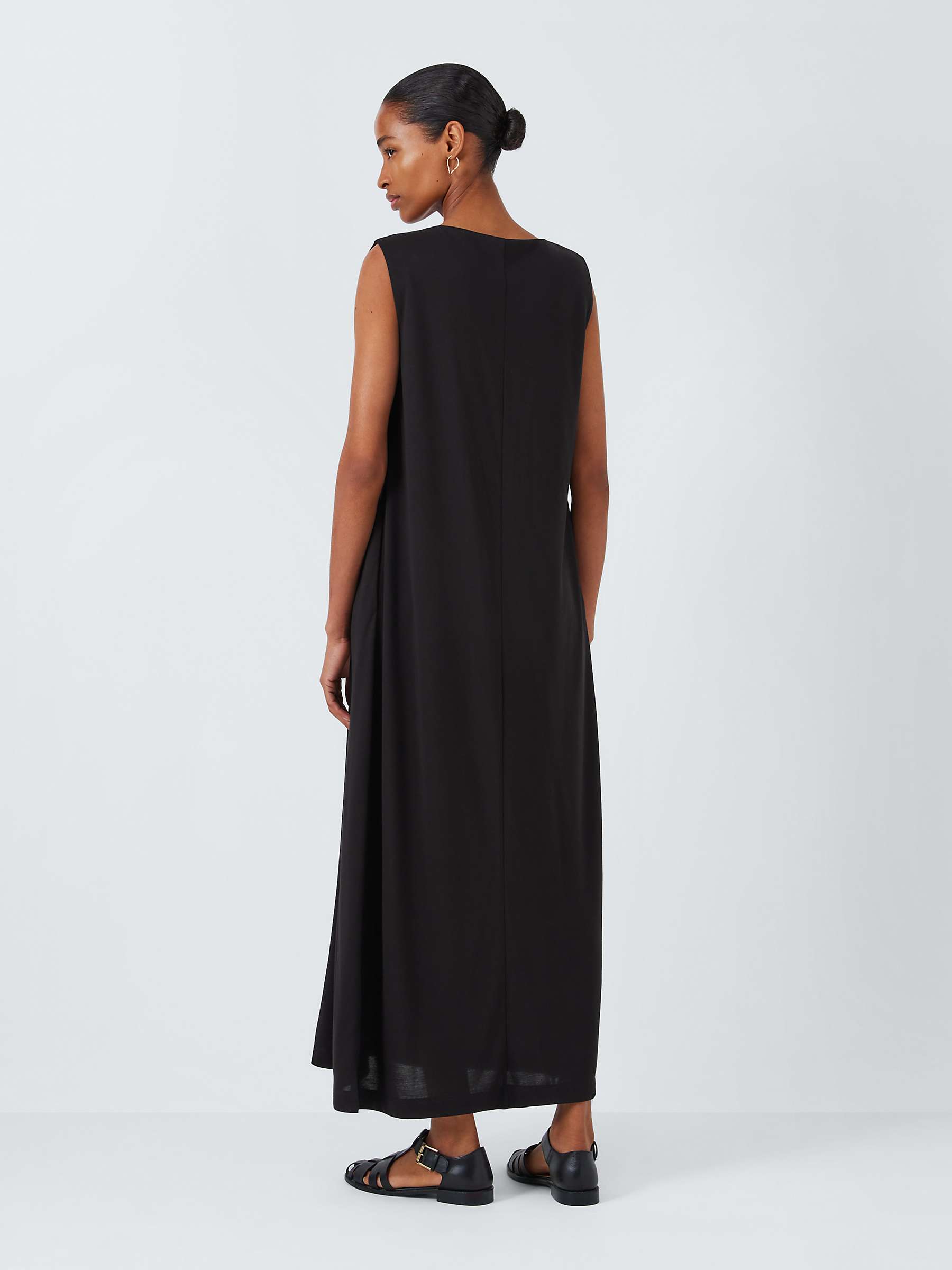 Buy John Lewis Column Drape Jersey Knee Length Dress, Black Online at johnlewis.com