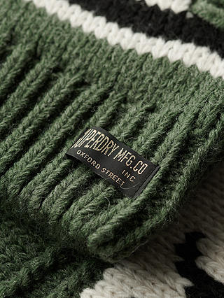 Superdry Chunky Knit Patterned Zip Cardigan, Buffalo Green