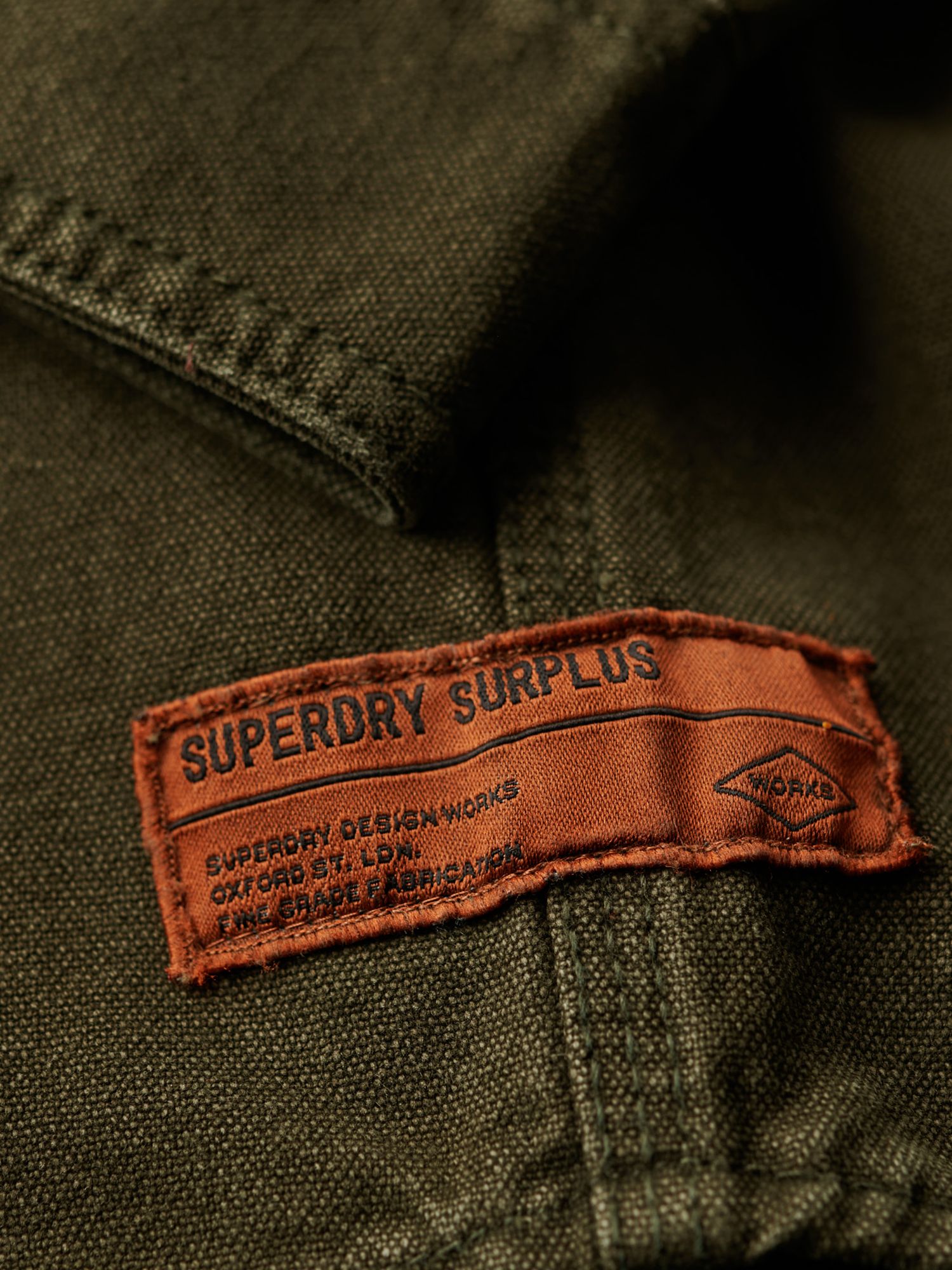 Superdry Surplus Canvas Overshirt, Army Khaki, XXXL