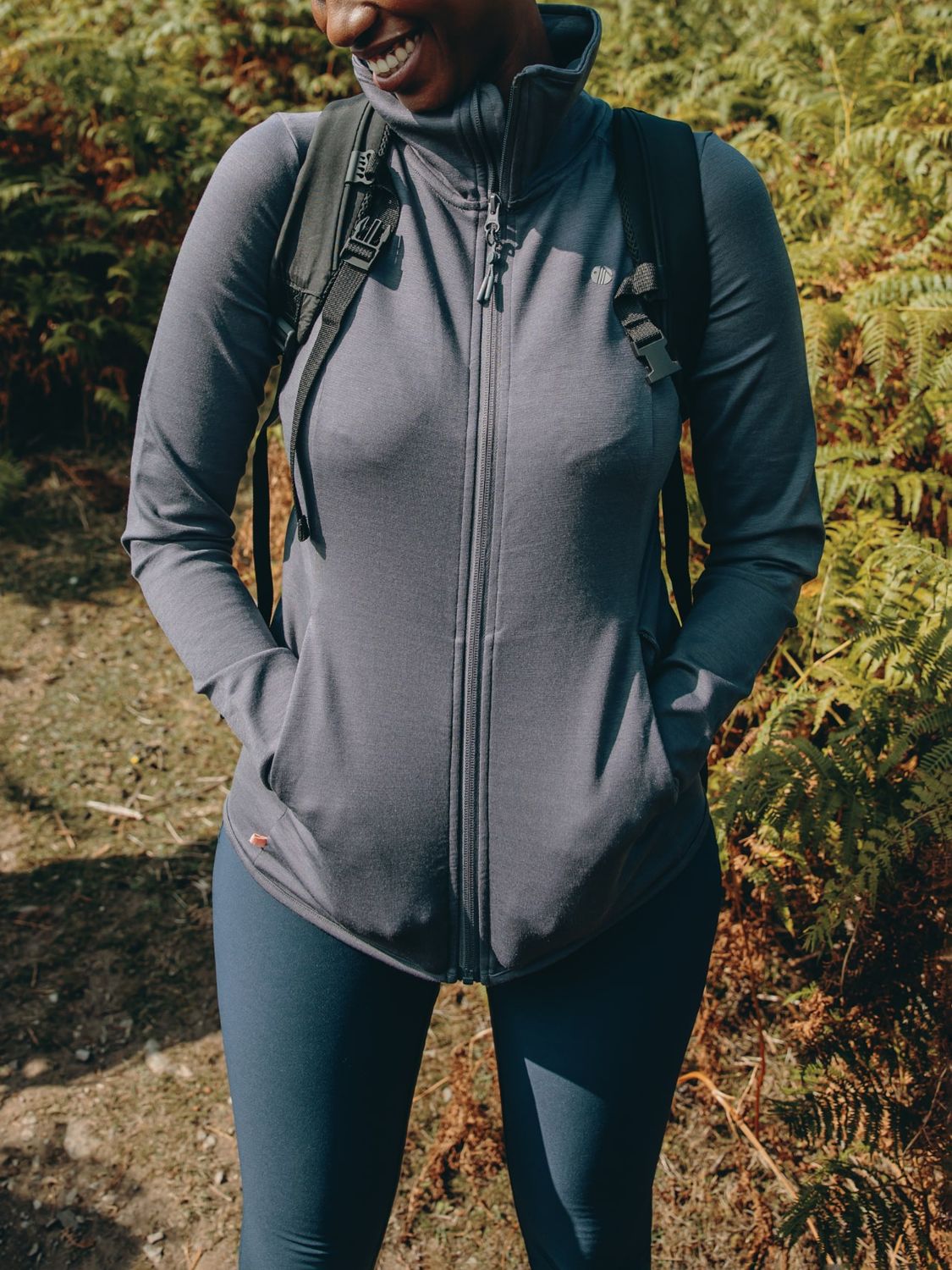 ACAI Performance Wool Blend Full Zip Mid Layer Top, Charcoal at John Lewis  & Partners