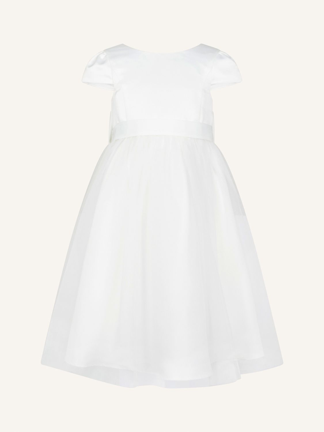 Monsoon Kids' Tulle Bow Bridesmaid Dress, Ivory, 8 years